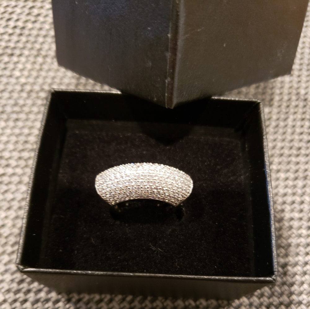 .925 Sterling Silver CZ Pave Ring sz 6